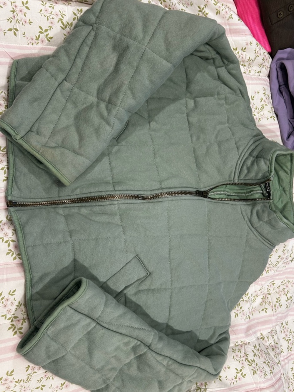 Blue Blush Quilted Jacket in Sage Green